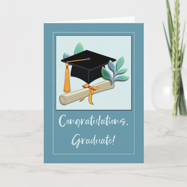 Abschluss Herzlichen Glückwunsch Cap and Diploma Karte (Vorderseite)