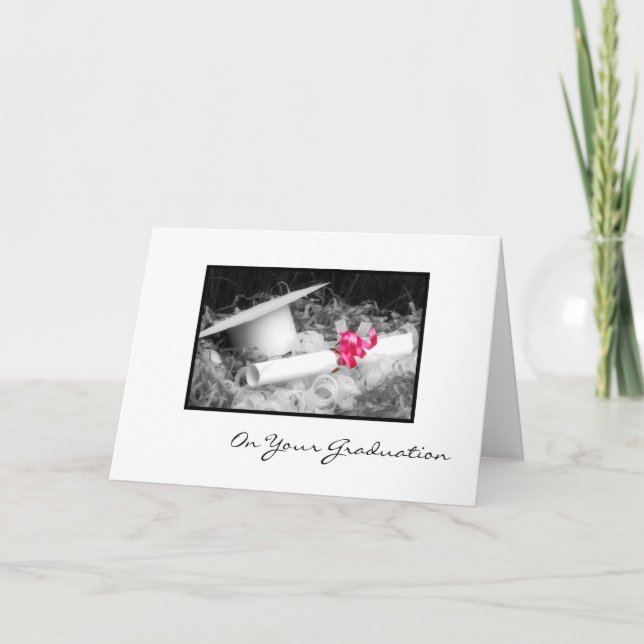 Abschluss Herzlichen Glückwunsch Diploma Pink Ribb Karte (Vorderseite)
