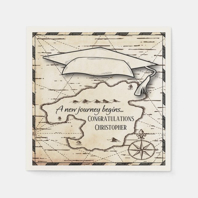 Abschluss Herzlichen Glückwunsch Monogram Compass  Serviette (Vorderseite)