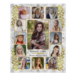 Abschluss High School FotoCollage | Marmorgold Poster