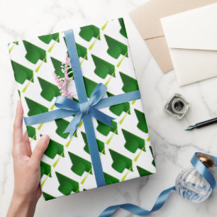 Abschluss High School, Uni Green Cap Muster Geschenkpapier