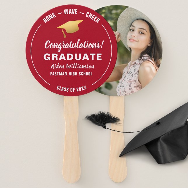 Abschluss Honk Wave Gold Grad Cap Custom Foto Fächer (Von Creator hochgeladen)