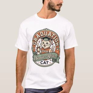 Abschluss im letzten Schuljahr Katze Abschluss im T-Shirt