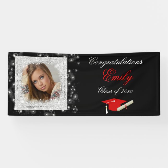 Abschluss, Imitate funkeln Glitzer, Foto Banner (Horizontal)