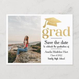 Abschluss Imitats Goldfolie   Save the Date Foto Postkarte