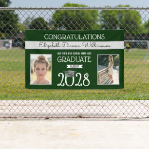 Abschluss in den Schulfarben Grün und Silber Banner