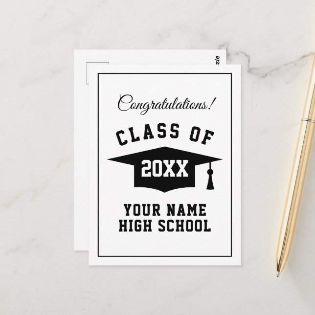 Abschluss in der High School gratulieren Postkarte (Vorderseite/Rückseite Beispiel)