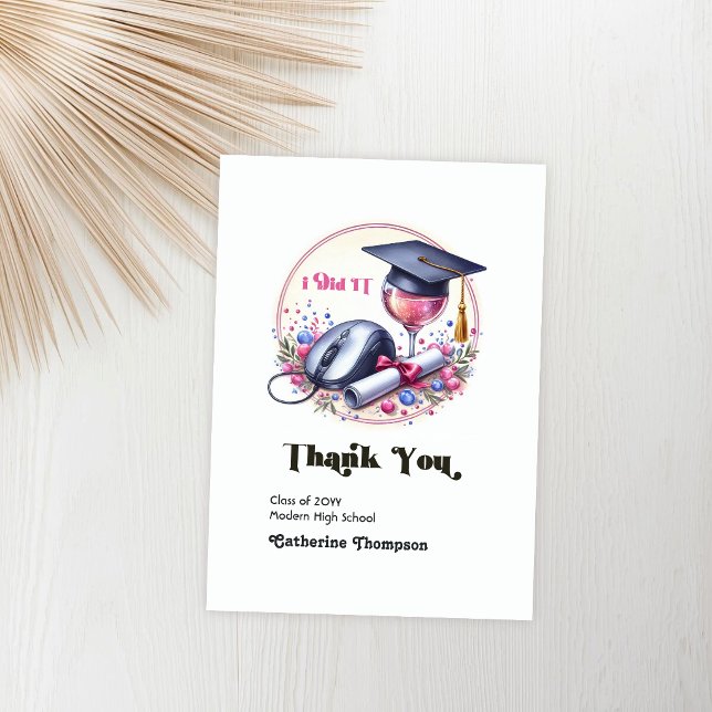 Abschluss in Informatik und Informationstechnologi Dankeskarte (Computer Science & Information Technology Graduate Thank You Card)