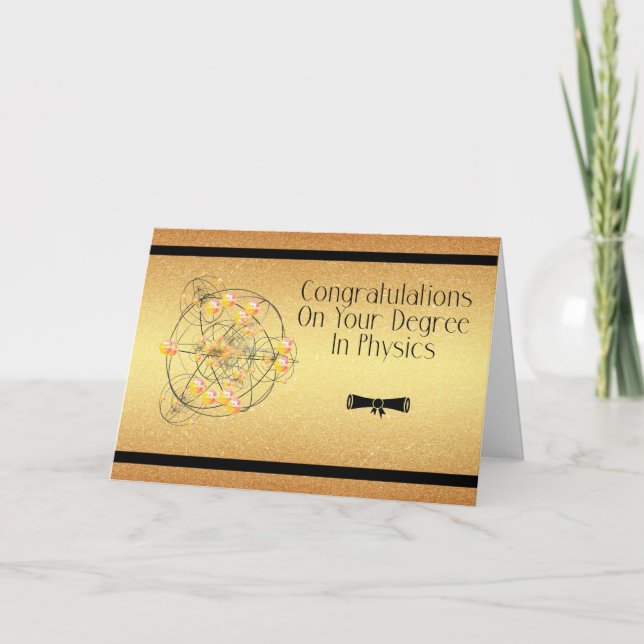 Abschluss in Physikkarte, Glückwunsch Gold Karte (Vorderseite)