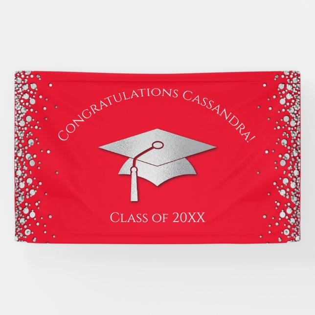Abschluss in Rot und Silber Banner (Horizontal)