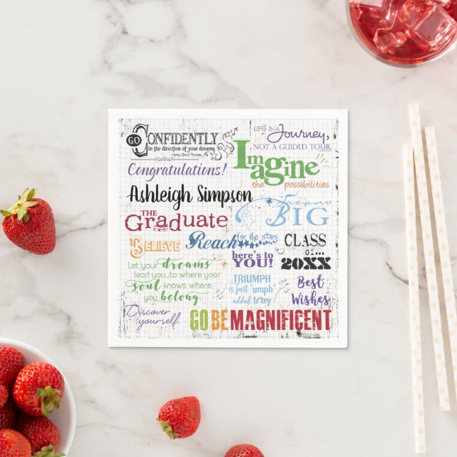 Abschluss Inspiration Word Art Personalisiert Serviette (Beispiel)