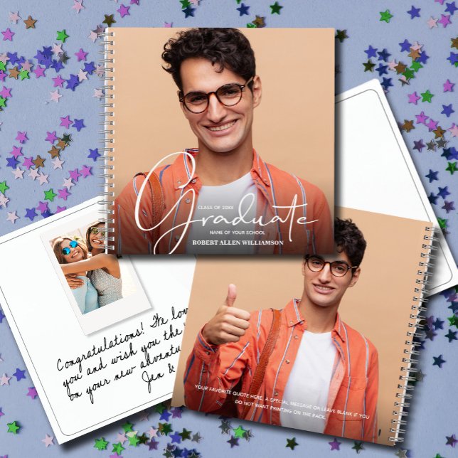 Abschluss Instant Foto Guest Notizbuch (CHOOSE your page style, spine color, soft or hard cover and add a personal message on the back.
)