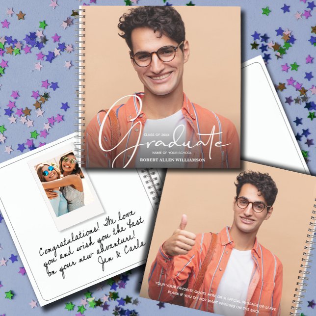 Abschluss Instant Foto Guest Notizbuch (CHOOSE your page style, spine color, soft or hard cover and add a personal message on the back.
)