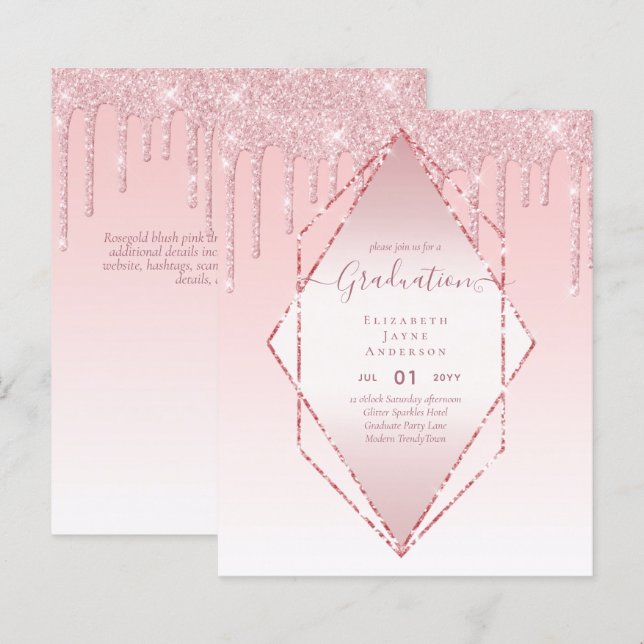 ABSCHLUSS INVITES - Driving Glitzer Girly Glamour (Vorne/Hinten)