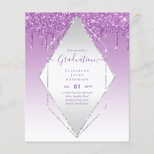 ABSCHLUSS INVITES - Driving Glitzer Girly Glamour Flyer (Vorne)