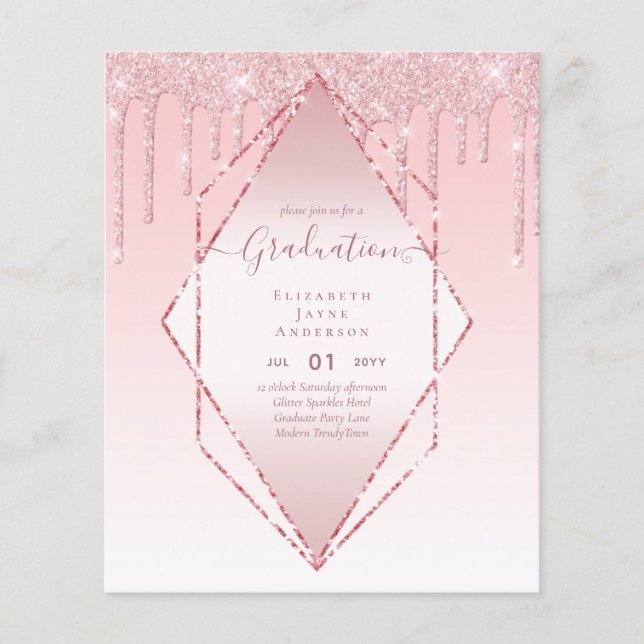 ABSCHLUSS INVITES - Driving Glitzer Girly Glamour Flyer (Vorne)