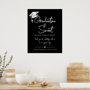Abschluss ist Sweet Minimalistisches Schwarz-weiße Poster