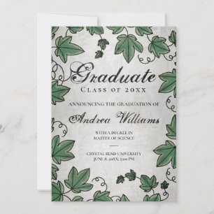 Abschluss Ivy mit Silver Black Script Grad Party Einladung