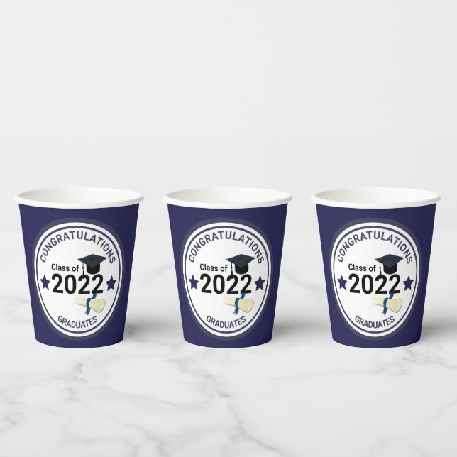 Abschluss Jahr elegant Klasse 2022 Pappbecher (Multi)