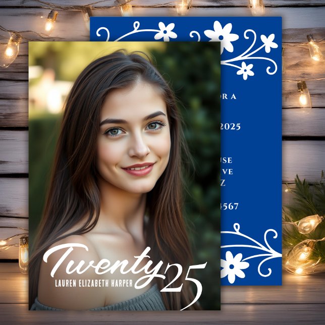 Abschluss Jahr und Foto Blauer Abschluss Party Einladung (Graduation Year And Photo Blue Graduation Party Invitation)