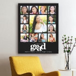 Abschluss K-12 FotoCollage Modernes, feines Schwar Leinwanddruck<br><div class="desc">Seien Sie stolz, freuen Sie sich und zeigen Sie diesen Meilenstein Ihres Lieblingsgrades. Schaffen Sie diesen eleganten, einfachen, modernen, personalisierten High School Abschluss K - 12 Foto Collage Leinwand Wandkunst für einen wahren Schatz, den Sie immer schätzen werden. Ein lustiges, spielerisches visuelle von fett, grafisch, weiße Typografie, zusammen mit ihrem...</div>