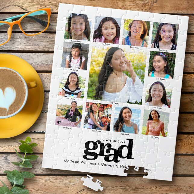 Abschluss K-12 FotoCollage Modernes Schwarz-weiß (Von Creator hochgeladen)