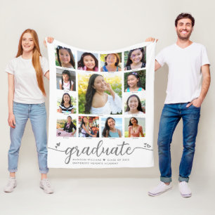 Abschluss K–12 Weiße moderne Schrift Foto-Collage Fleecedecke