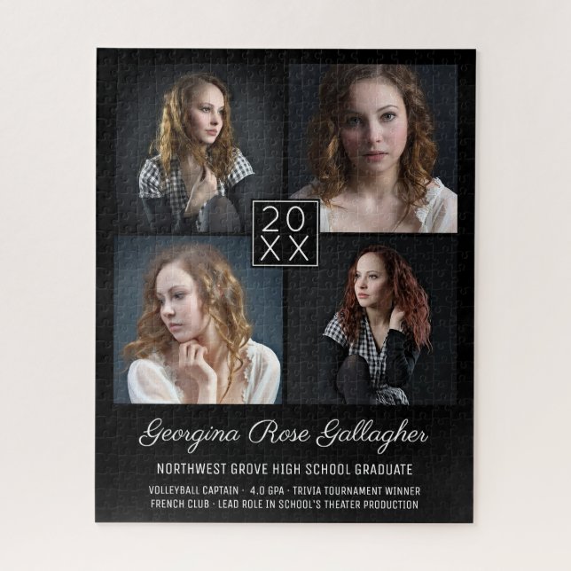 Abschluss Keepake Modern Foto Collage Classy Bk (Vertikal)