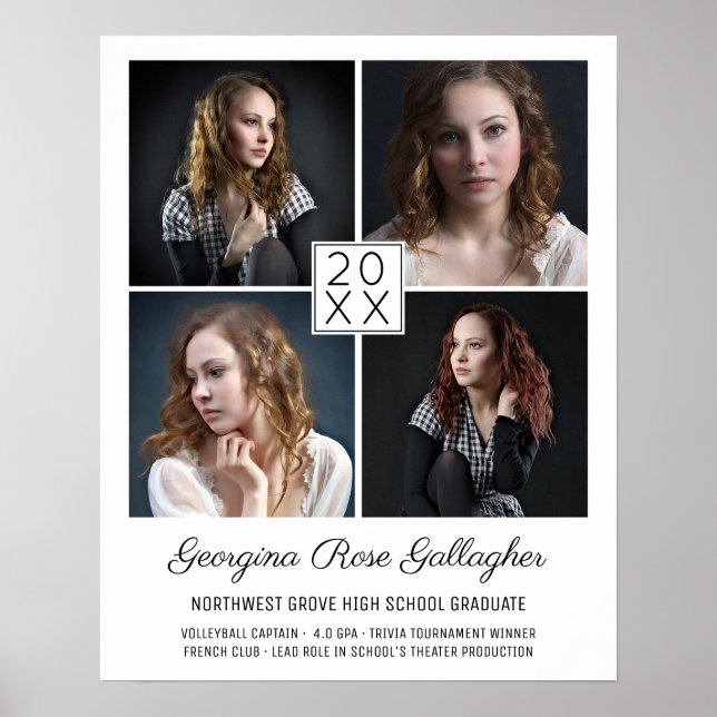 Abschluss Keepake Moderne Fotocollage Classic Poster (Vorne)