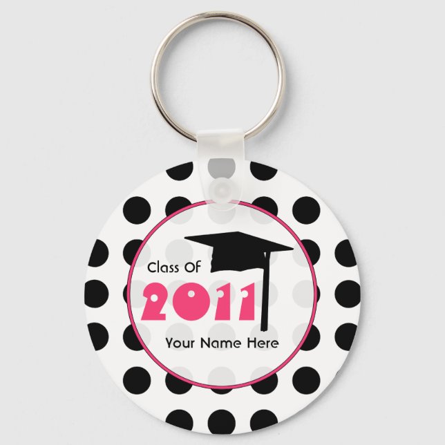 Abschluss-Klasse 2011 - Polka Dot & Pink Schlüsselanhänger (Vorderseite)