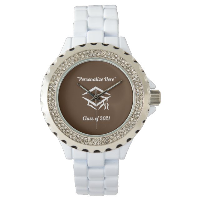 Abschluss-Klasse 2021 BRNWHT Armbanduhr (Vorderseite)