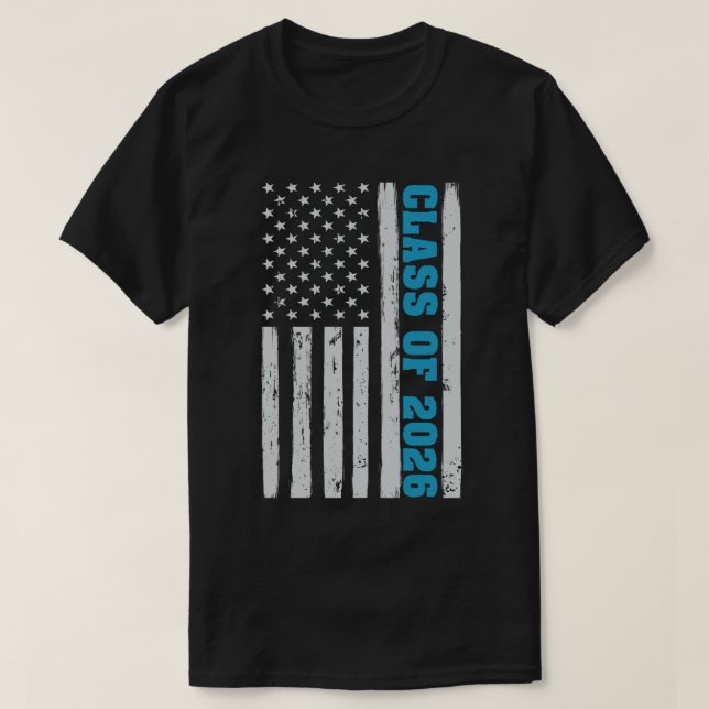 Abschluss-Klasse 2026 Senior American Flag T-Shirt (Design vorne)