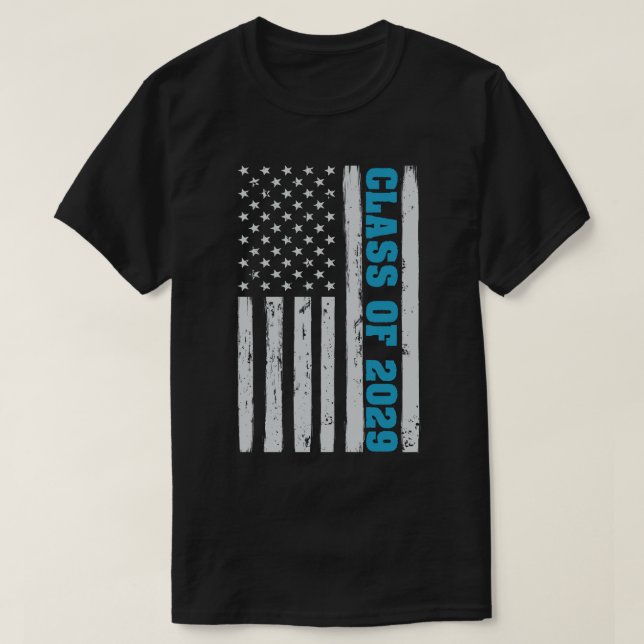 Abschluss-Klasse 2029 Senior American Flag T-Shirt (Design vorne)