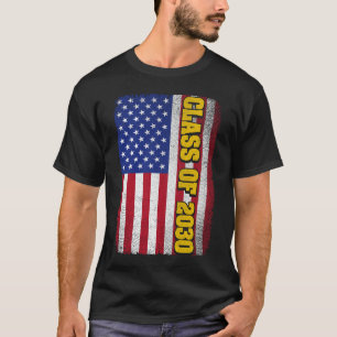 Abschluss-Klasse 2030 Senior American Flag T-Shirt