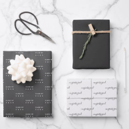 Abschluss-Klasse 20XX Moderne Schwarz-Weiß-Technik Geschenkpapier Set