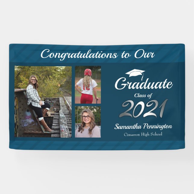 Abschluss-Klasse des 2021-Foto-Collage-Banners Banner (Horizontal)