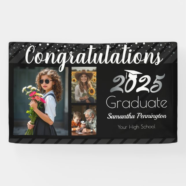 Abschluss-Klasse des 2025 Foto Collage Banners Banner (Horizontal)