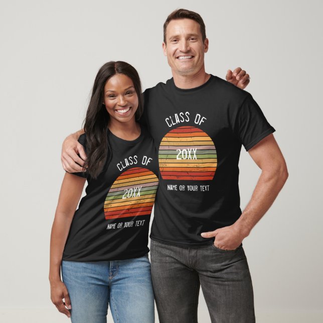 Abschluss-Klasse des gestörten Retro-Sonnenunterga T-Shirt (Unisex)