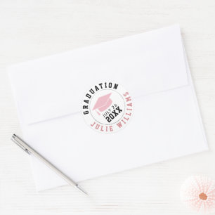 Abschluss-Klasse des rosa Grad-Kappenkreises Runder Aufkleber