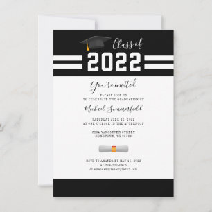 Abschluss-Klasse des Schwarz-weißen Grad-Party 202 Einladung
