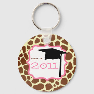 Abschluss-Klasse von 2011 - Giraffen-Druck u. Rosa Schlüsselanhänger