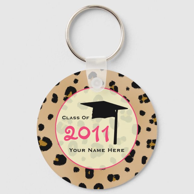Abschluss-Klasse von 2011 - Leopard Print & Pink Schlüsselanhänger (Vorderseite)