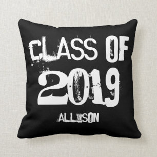 Abschluss-Klasse von 2019 Schwarz-weißem Kissen