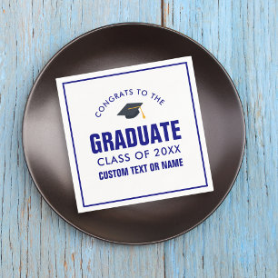 Abschluss Klasse von 20XX Ihre Schule Farbe Blau Serviette