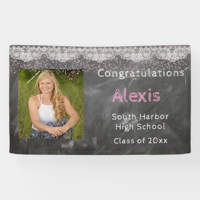 Abschluss, kundenspezifisches Foto, Chalkboard & L Banner (Horizontal)