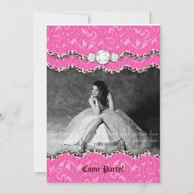 Abschluss laden Mitteilungs-Leopard-Make-uprosa Einladung (Vorderseite)