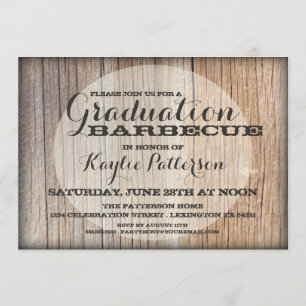 Abschluss Land Wood GRILLEN Grad Party Einladung