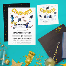 Abschluss-Laufwerk durch Parade Party | Weißer Lim Einladung