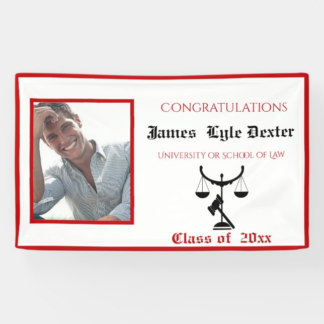 Abschluss Law School Red & White Scales of Justic Banner (Horizontal)