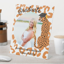 Abschluss Leopard Foto Sockelschild